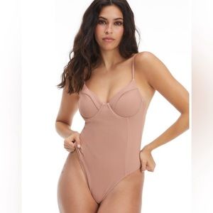 Good American Show Off Swimsuit ribbed in desert rose size1 new with tags